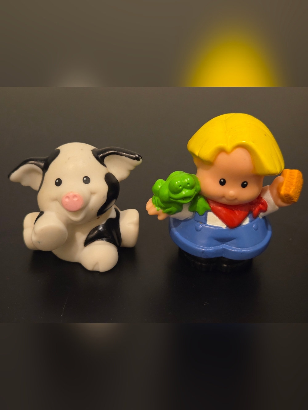 Little People Pig Spotted Black & White W Eddie Holding Frog
